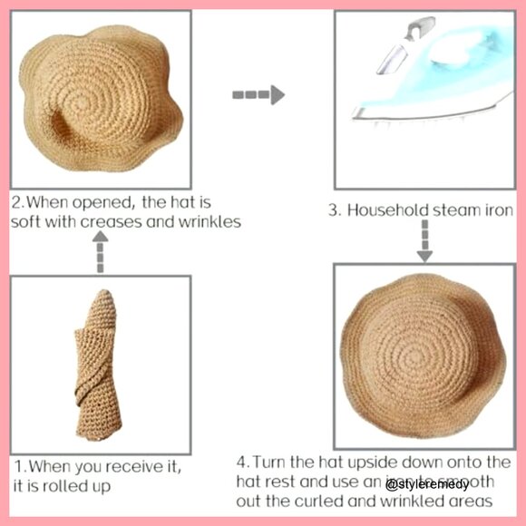 Foldable Packable Floppy Crochet Sun Hat, 100% Paper Straw, Wide Brim main image 7